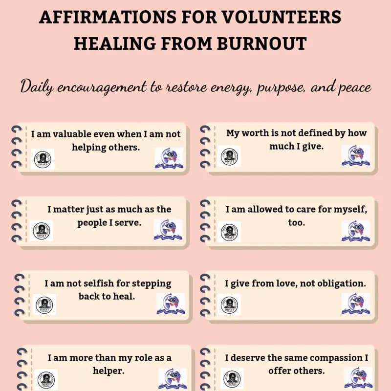 Affirmation Oasis: Printable Volunteer Wellness Cards